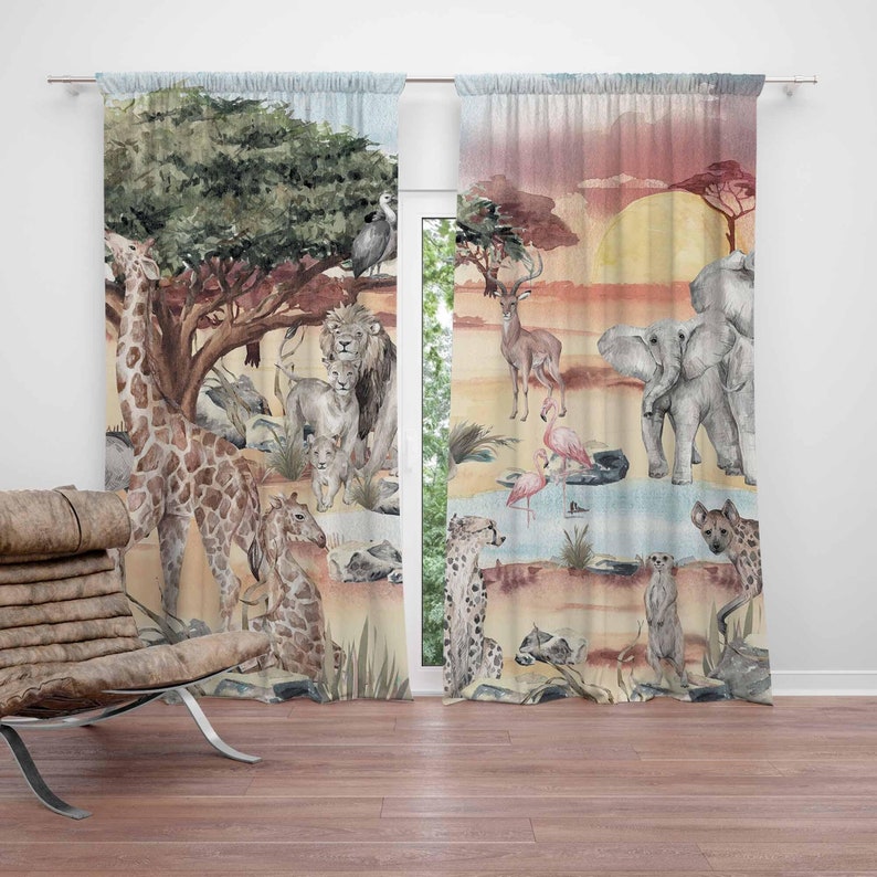 Baby Nursery Curtains - سفاري الحيوانات الستار الاطفال غرفة نوم
