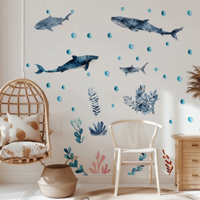 Baby Nursery Ocean - ملصقات جدارية للحيوانات تحت البحر ،