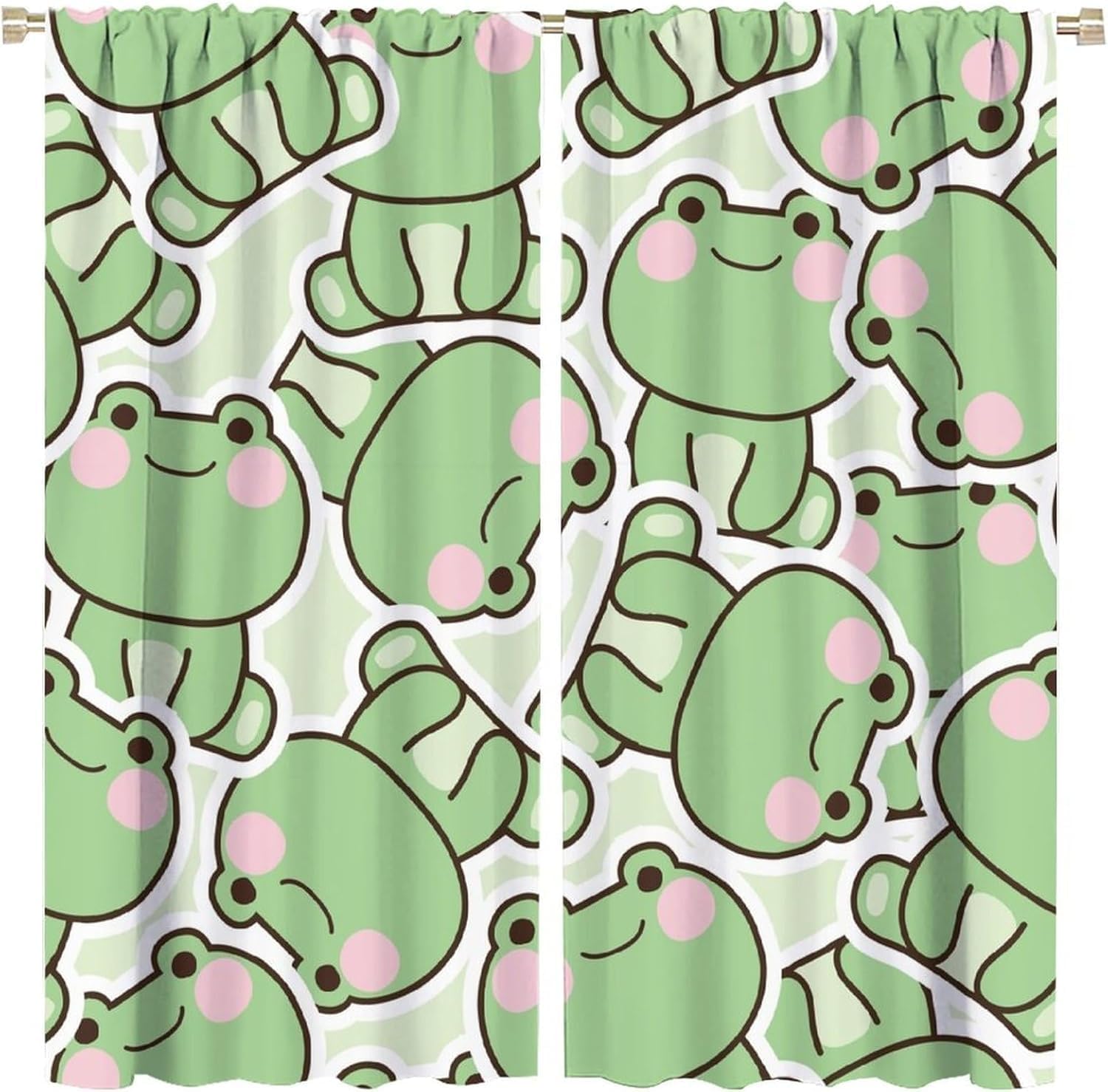 Baby Nursery Curtains - ستائر بنمط الضفدع الأخضر اللطيف لغرف