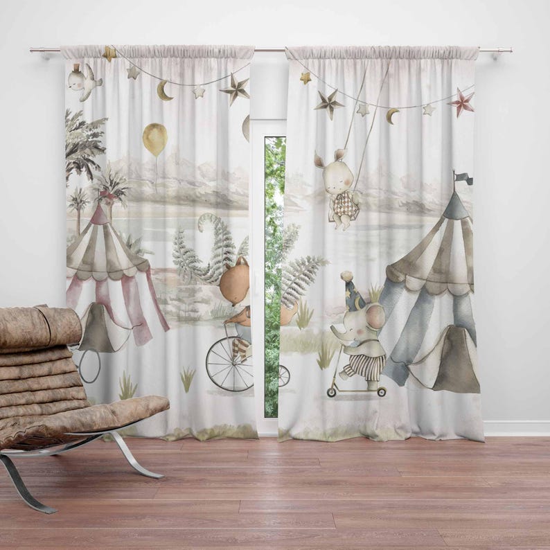 Baby Nursery Curtains - ستائر حيوانات السيرك ستائر غرفة نوم