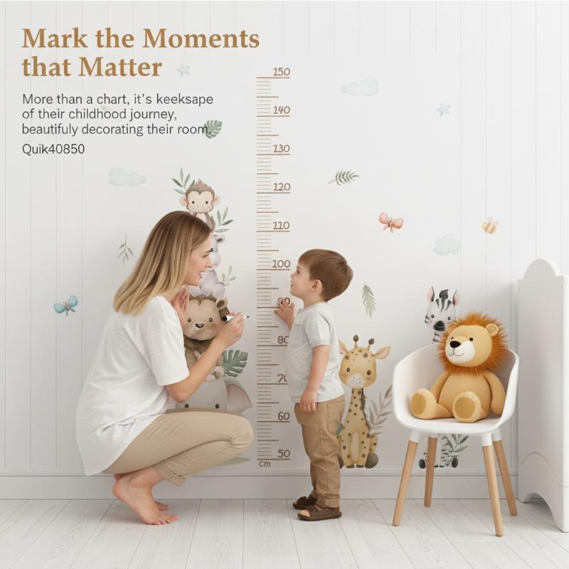 Baby Nursery Jungle Wallpaper - ملصق مخطط نمو الأطفال على شكل