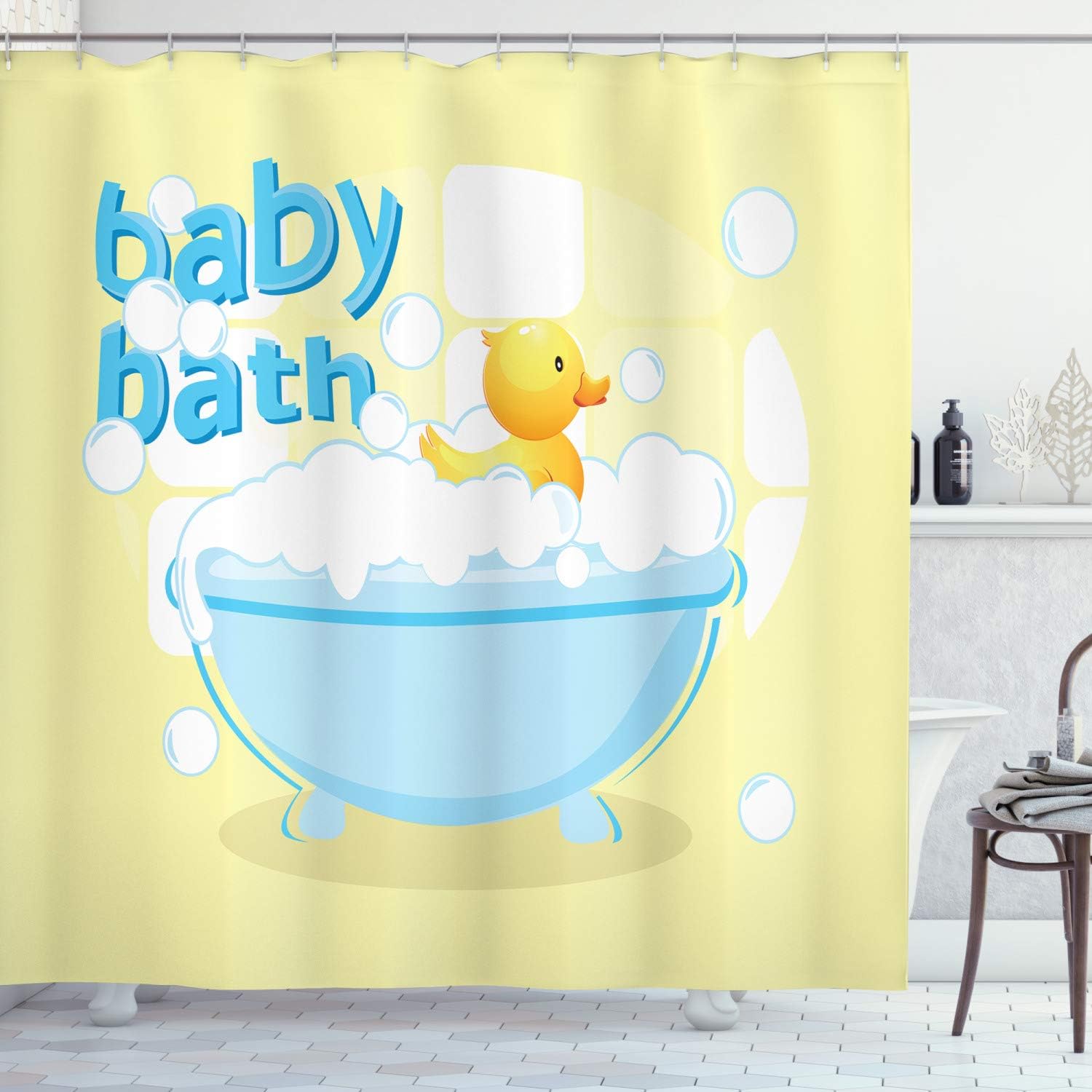 Baby Nursery Curtains - ستارة حمام صفراء للأطفال بتصميم ممتع
