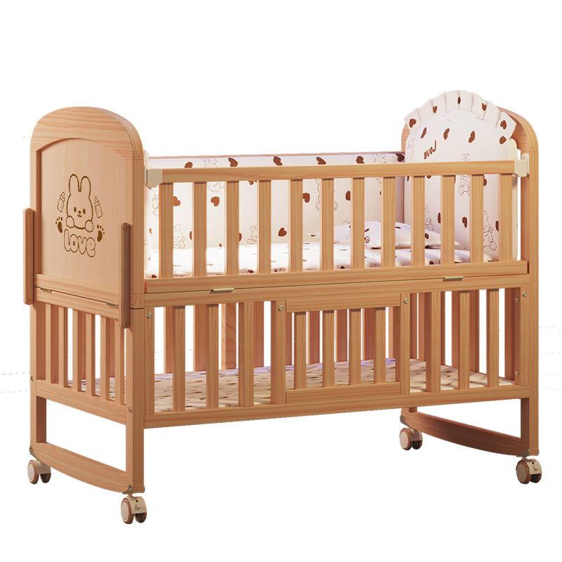 Baby Nursery With Queen Bed - سرير أطفال من الخشب الصلب قابل