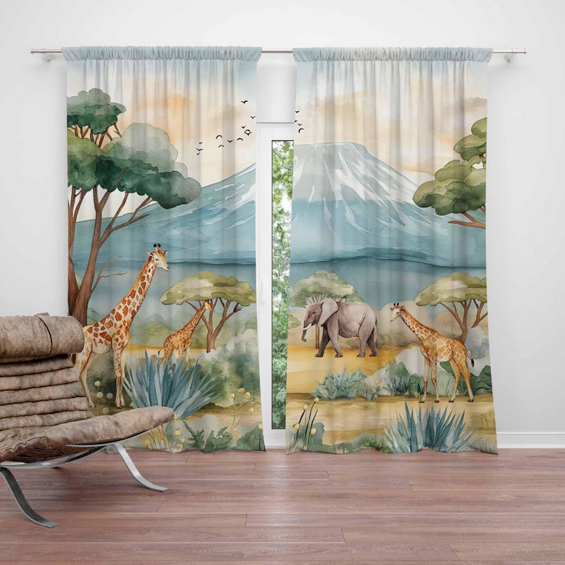 Baby Nursery Curtains - ستائر حيوانات سفاري للأطفال ستائر غرفة