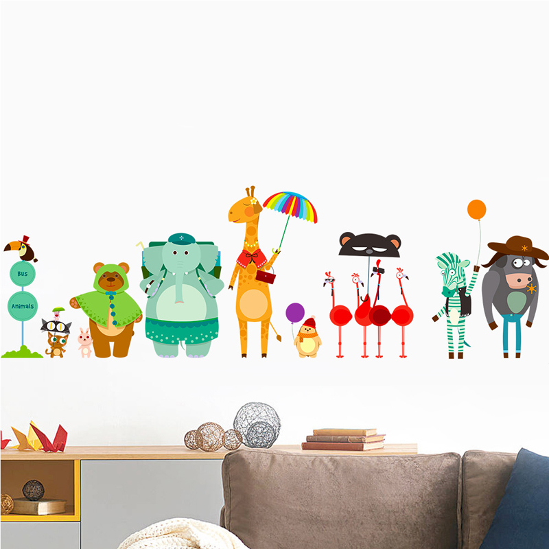 Baby Zoo Nursery - الكرتون حديقة الحيوان محطة الحافلات ملصقات