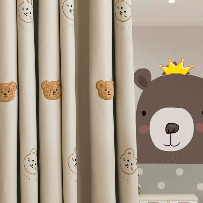 Baby Nursery Curtains - کے کارٹون براؤن آلیشان ریچھ کی