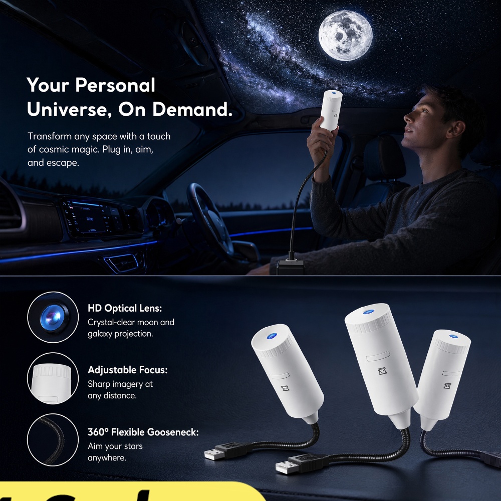 Night Light Projector Stars - جهاز عرض النجوم المصغر ثنائي الوظائف،