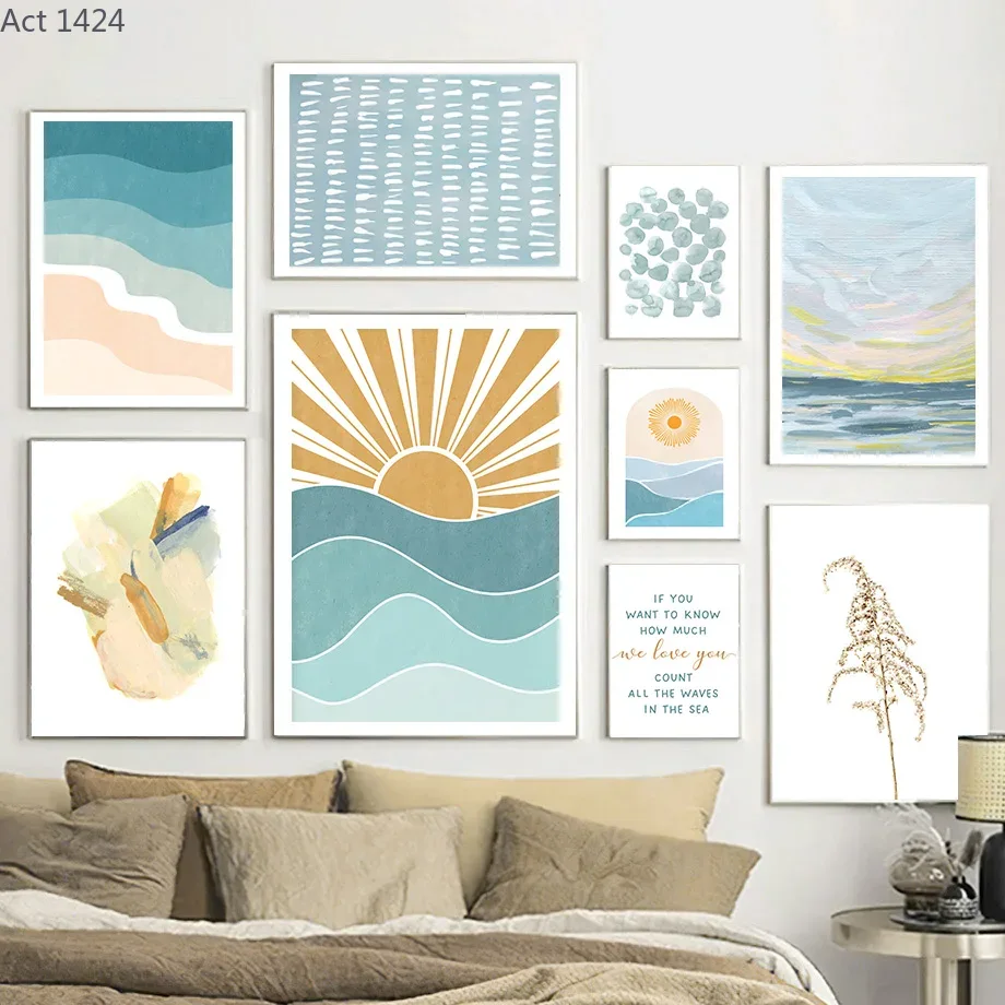Baby Nursery Ocean - لوحات فنية جدارية بتصاميم شروق الشمس