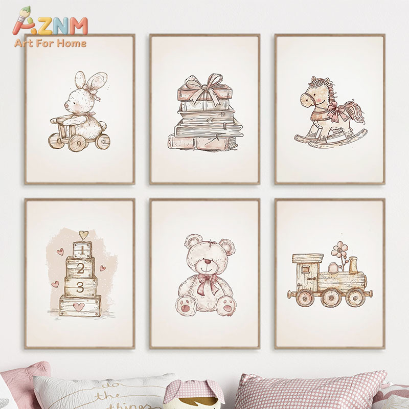 Baby Nursery Vintage - لوحة فنية قماشية عتيقة الطراز من