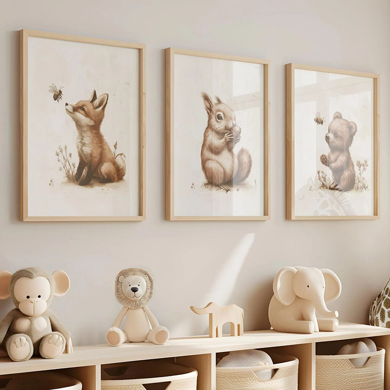 Baby Nursery Wall Art - ملصقات حائط على شكل دب وأرنب