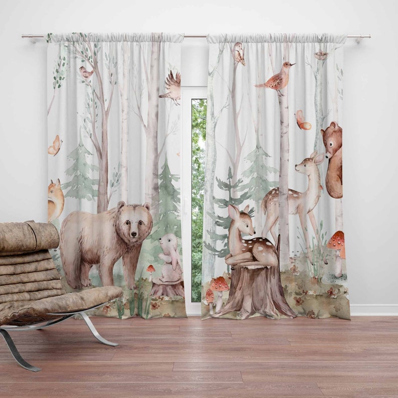 Baby Nursery Curtains - ستائر حيوانات الغابة ستائر حضانة الأطفال
