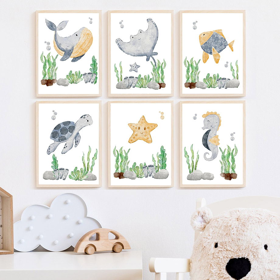 Baby Nursery Ocean - لوحة فنية جدارية لغرفة الأطفال بتصميم
