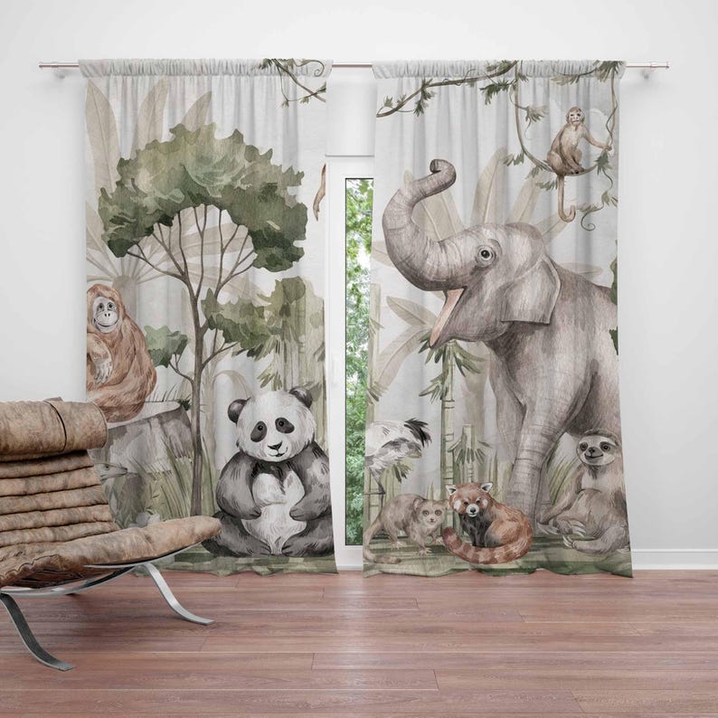 Baby Nursery Curtains - ستائر حيوانات سفاري ستائر غرفة نوم
