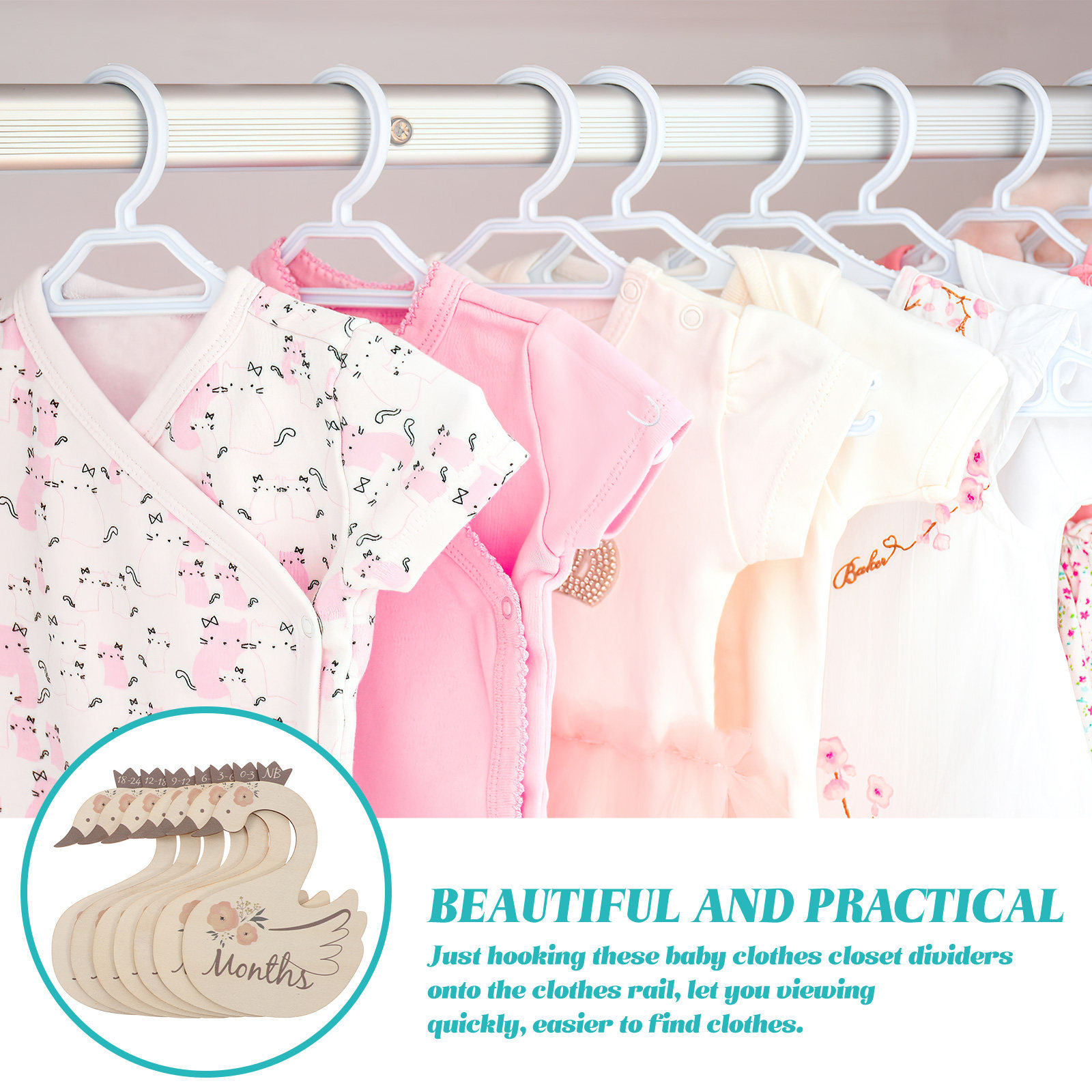 7 قطع من فواصل المقاسات الخشبي - مراجعة Baby Nursery Wardrobe وسعره