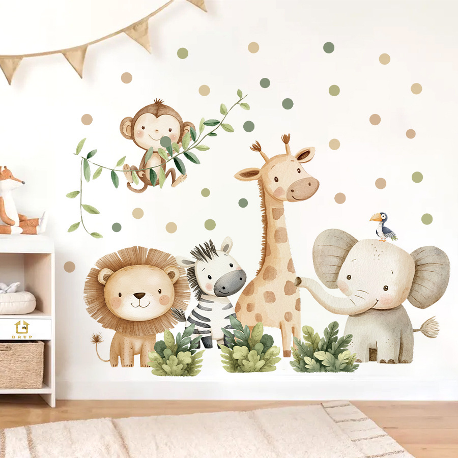 ملصقات جدارية لحيوانات الغابة  - مراجعة Baby Nursery Jungle Wallpaper وسعره