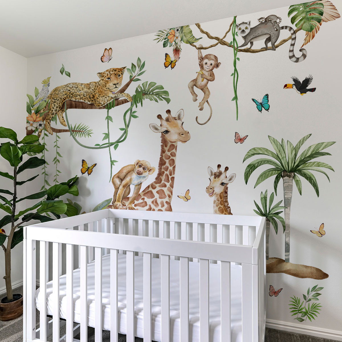ملصق حائط على شكل حيوانات الغا - مراجعة Baby Nursery Jungle Wallpaper وسعره