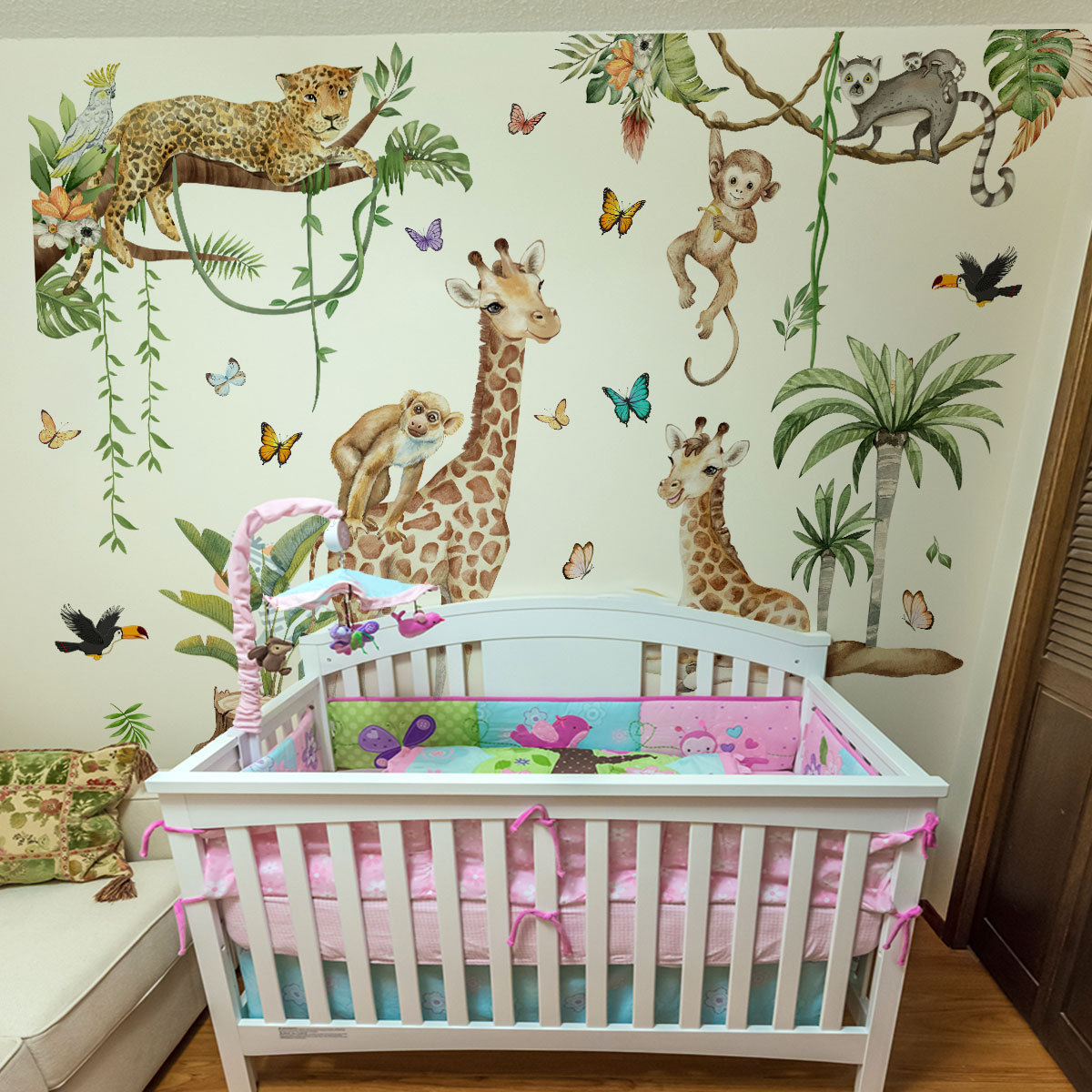 ملصق حائط على شكل حيوانات الغا - مراجعة Baby Nursery Jungle Wallpaper وسعره