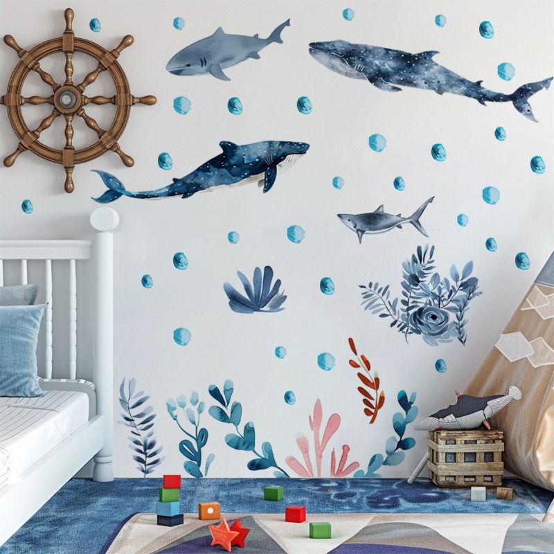 ملصقات جدارية للحيوانات تحت ال - مراجعة Baby Nursery Ocean وسعره