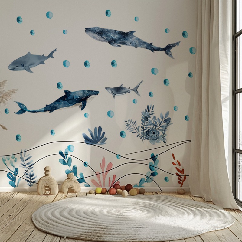 ملصقات جدارية للحيوانات تحت ال - مراجعة Baby Nursery Ocean وسعره