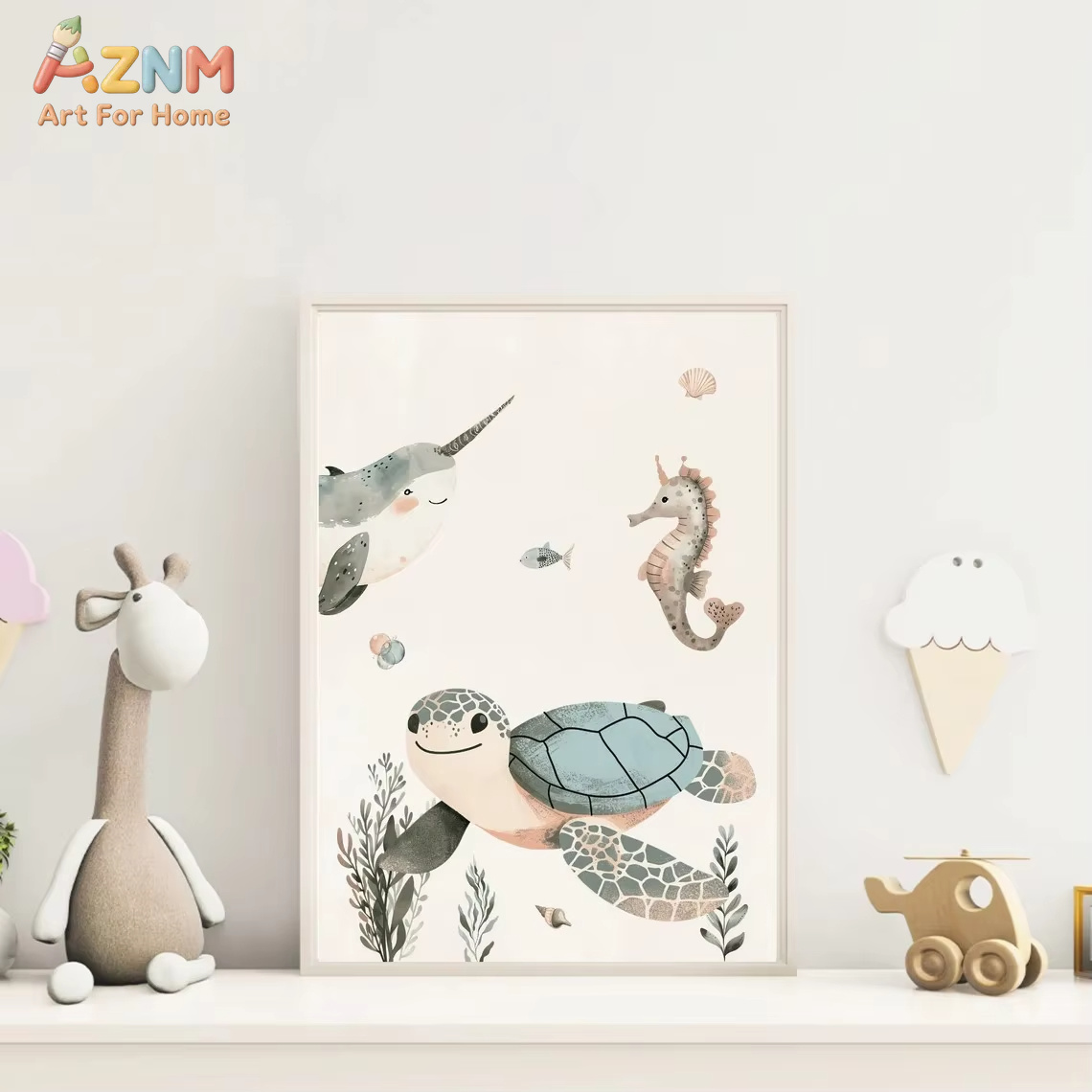 لوحة فنية قماشية من AZNM بتصمي - مراجعة Baby Nursery Ocean وسعره