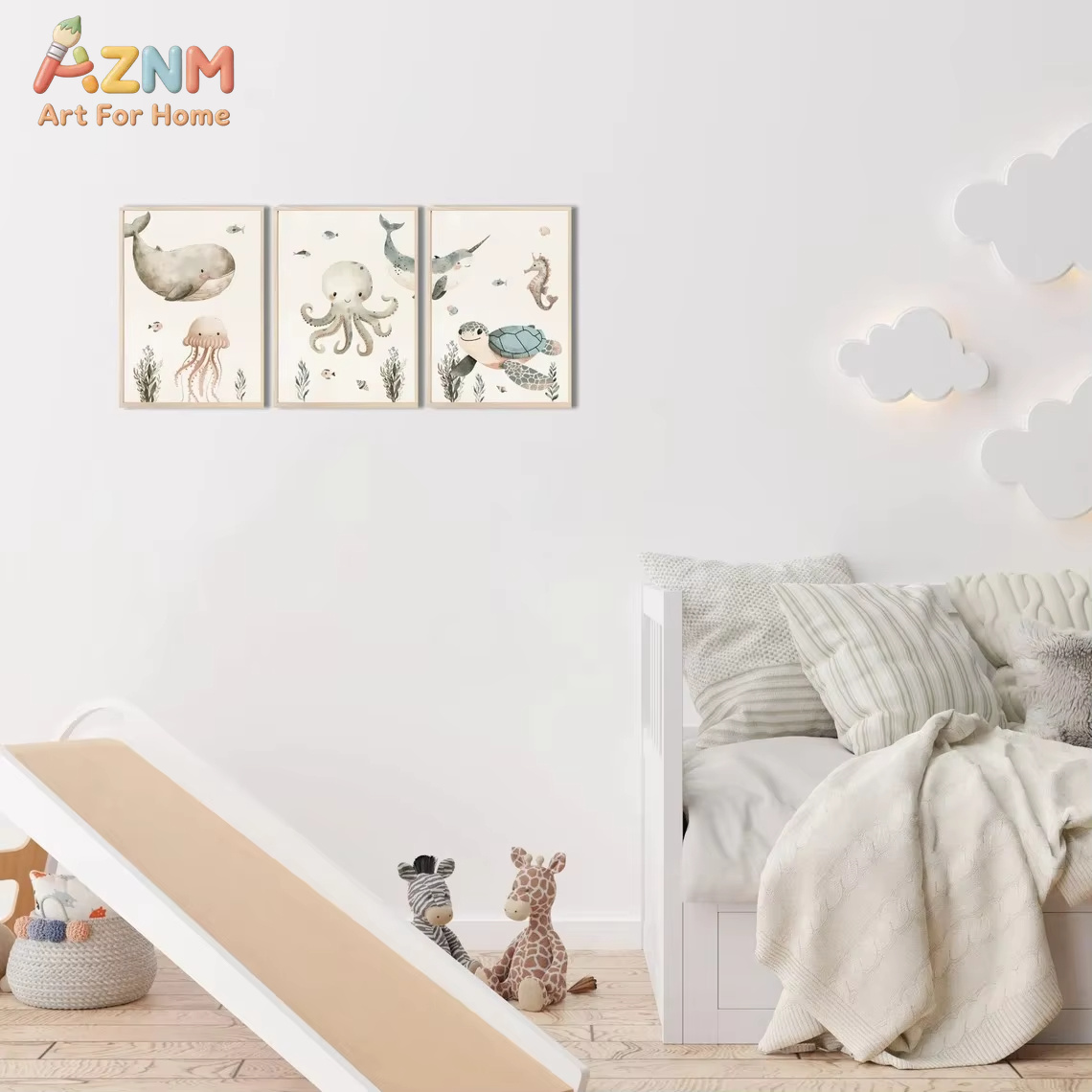 لوحة فنية قماشية من AZNM بتصمي - مراجعة Baby Nursery Ocean وسعره