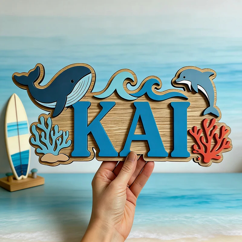 لافتة خشبية مخصصة بتصميم الحيت - مراجعة Baby Nursery Ocean وسعره