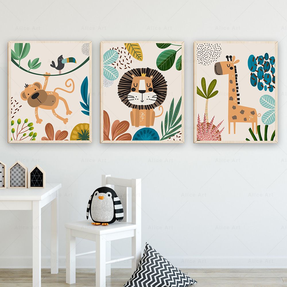 لوحات فنية بوهو للقرود والأسد  - مراجعة Baby Nursery Wall Art وسعره