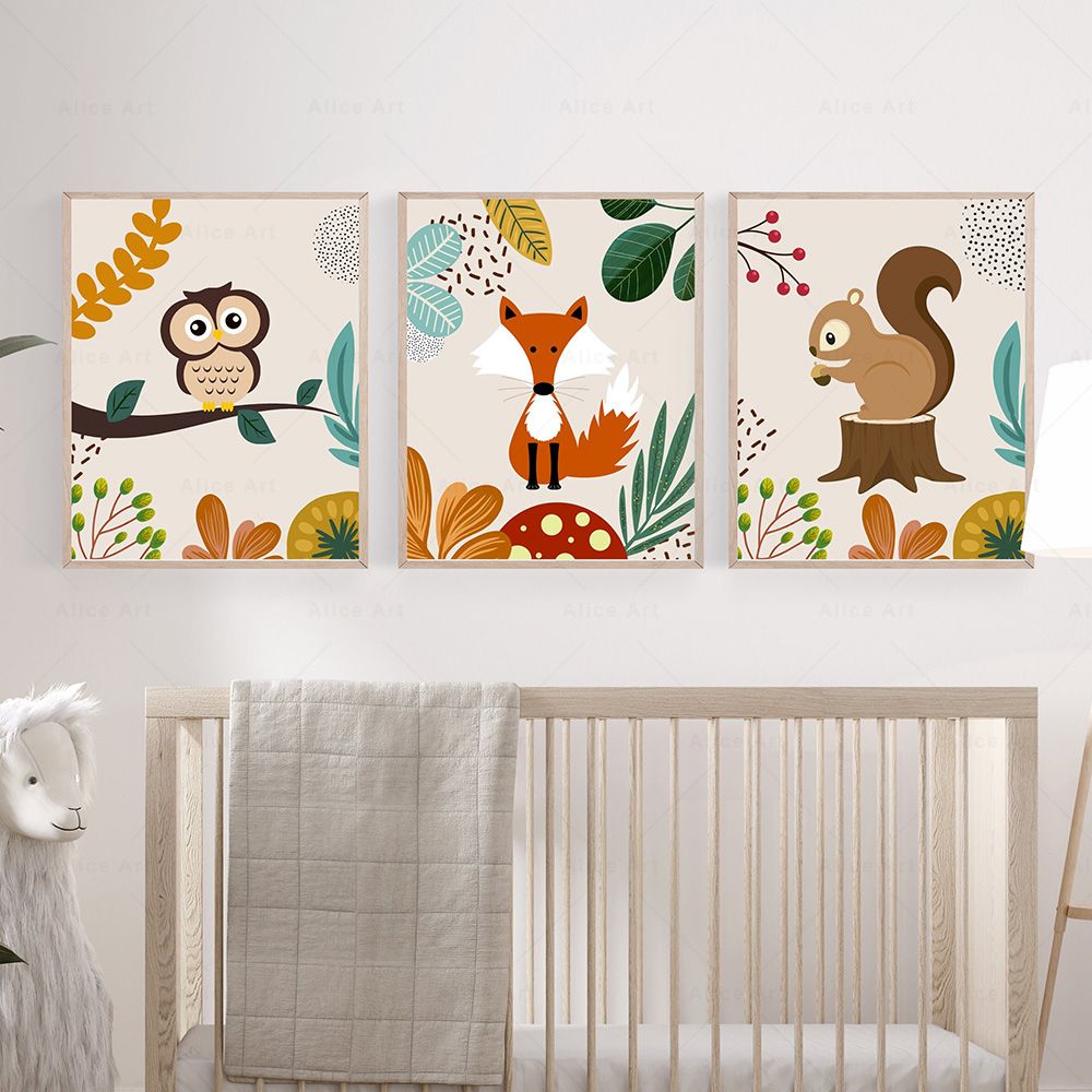 لوحات فنية بوهو للقرود والأسد  - مراجعة Baby Nursery Wall Art وسعره