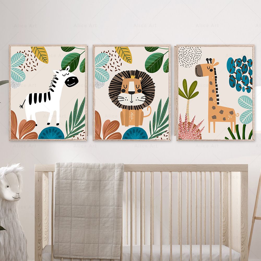 لوحات فنية بوهو للقرود والأسد  - مراجعة Baby Nursery Wall Art وسعره