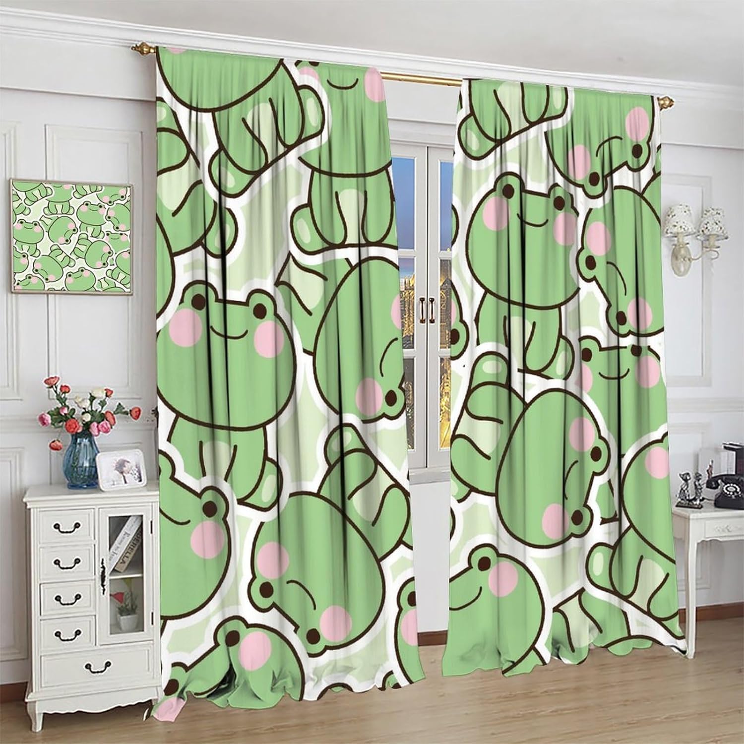 ستائر بنمط الضفدع الأخضر اللطي - مراجعة Baby Nursery Curtains وسعره