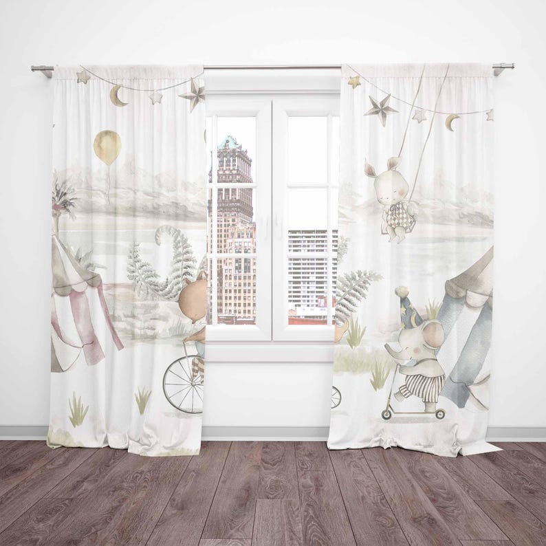 ستائر حيوانات السيرك ستائر غرف - مراجعة Baby Nursery Curtains وسعره