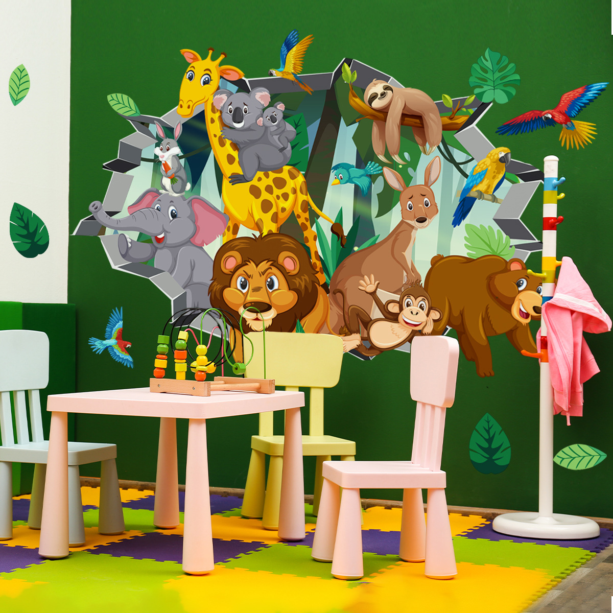 ملصق حائط على شكل حيوان الغابة - مراجعة Baby Nursery Jungle Wallpaper وسعره