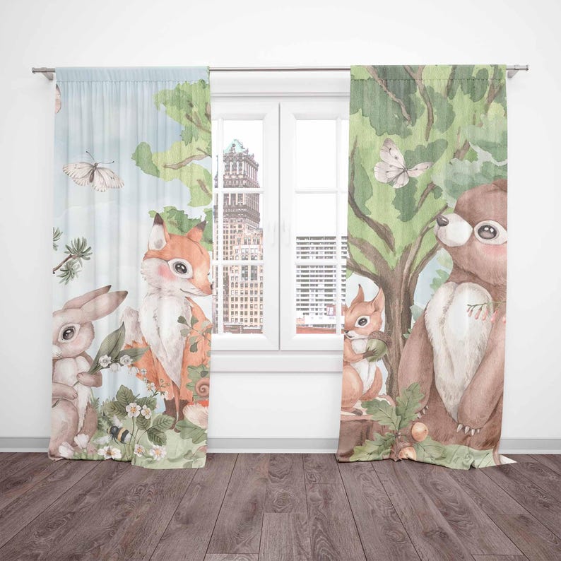 ستائر حيوانات الغابة ستائر غرف - مراجعة Baby Nursery Curtains وسعره
