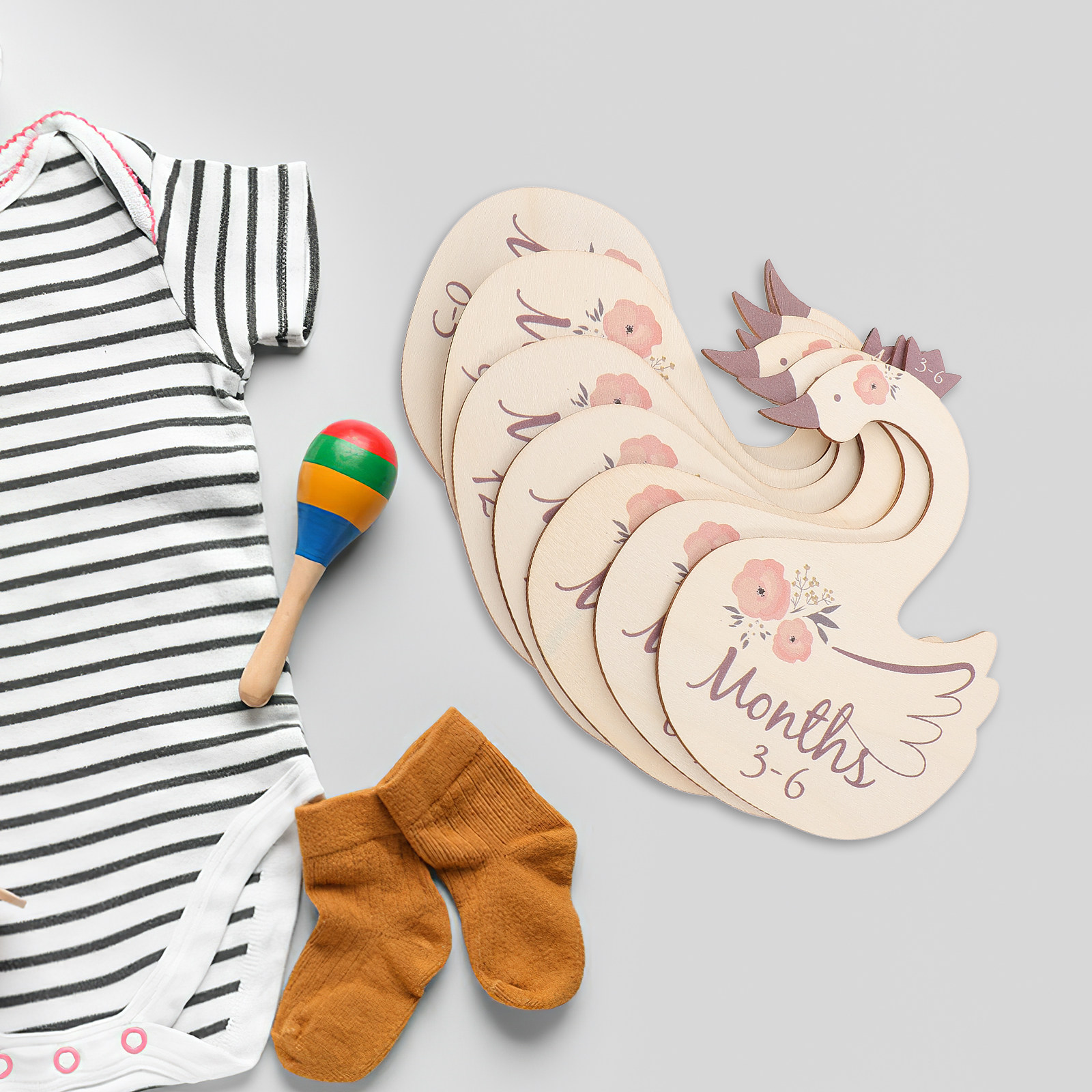 7 قطع فواصل خشبية على شكل بجعة - مراجعة Baby Nursery Wardrobe وسعره