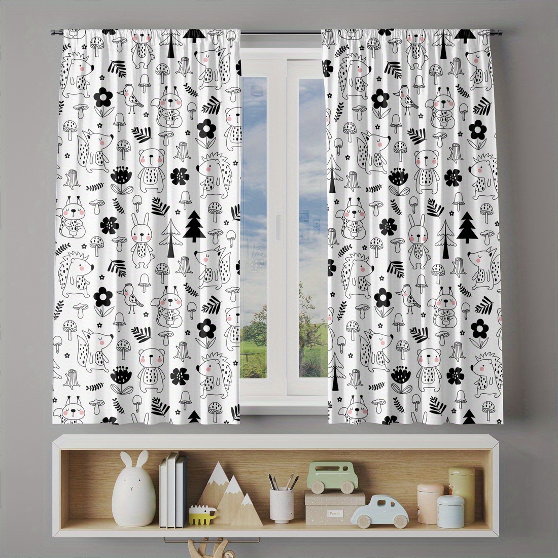ستائر لطيفة بنمط الغابات والغا - مراجعة Baby Nursery Curtains وسعره