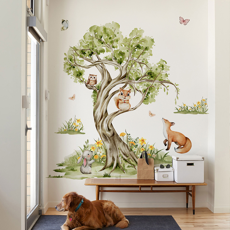ملصق حائط على شكل حيوانات على  - مراجعة Baby Nursery Jungle Wallpaper وسعره