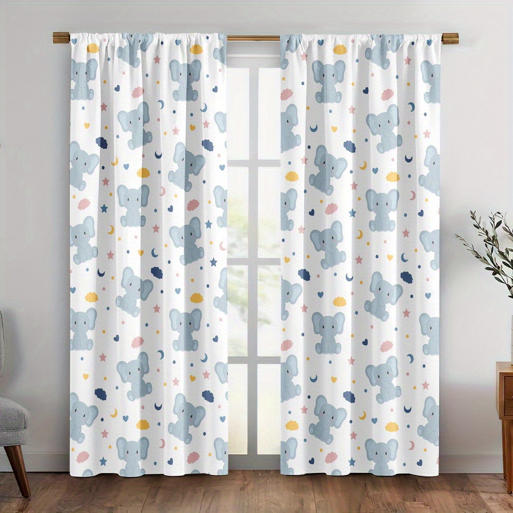 ستائر مطبوعة على شكل فيل لطيف  - مراجعة Baby Nursery Curtains وسعره