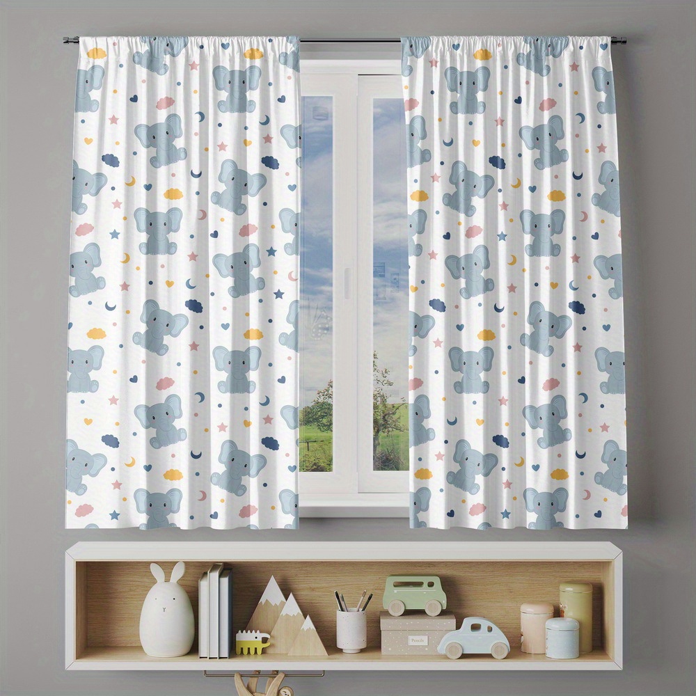 ستائر مطبوعة على شكل فيل لطيف  - مراجعة Baby Nursery Curtains وسعره