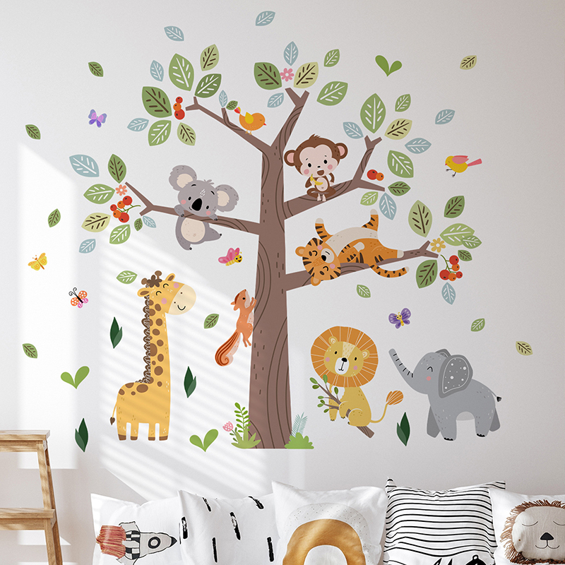 ملصق حائط كبير على شكل حيوانات - مراجعة Baby Nursery Jungle Wallpaper وسعره