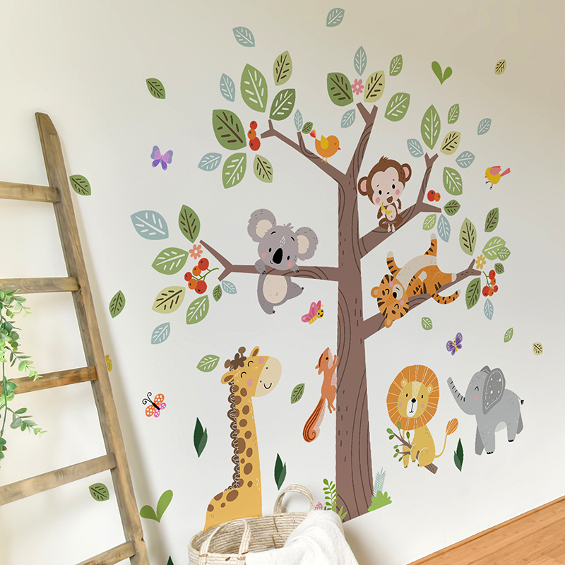 ملصق حائط كبير على شكل حيوانات - مراجعة Baby Nursery Jungle Wallpaper وسعره