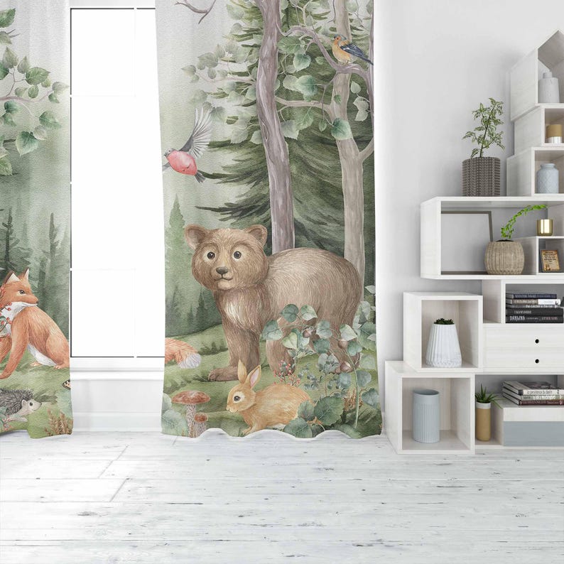 ستائر حيوانات الغابات لحضانة ا - مراجعة Baby Nursery Curtains وسعره
