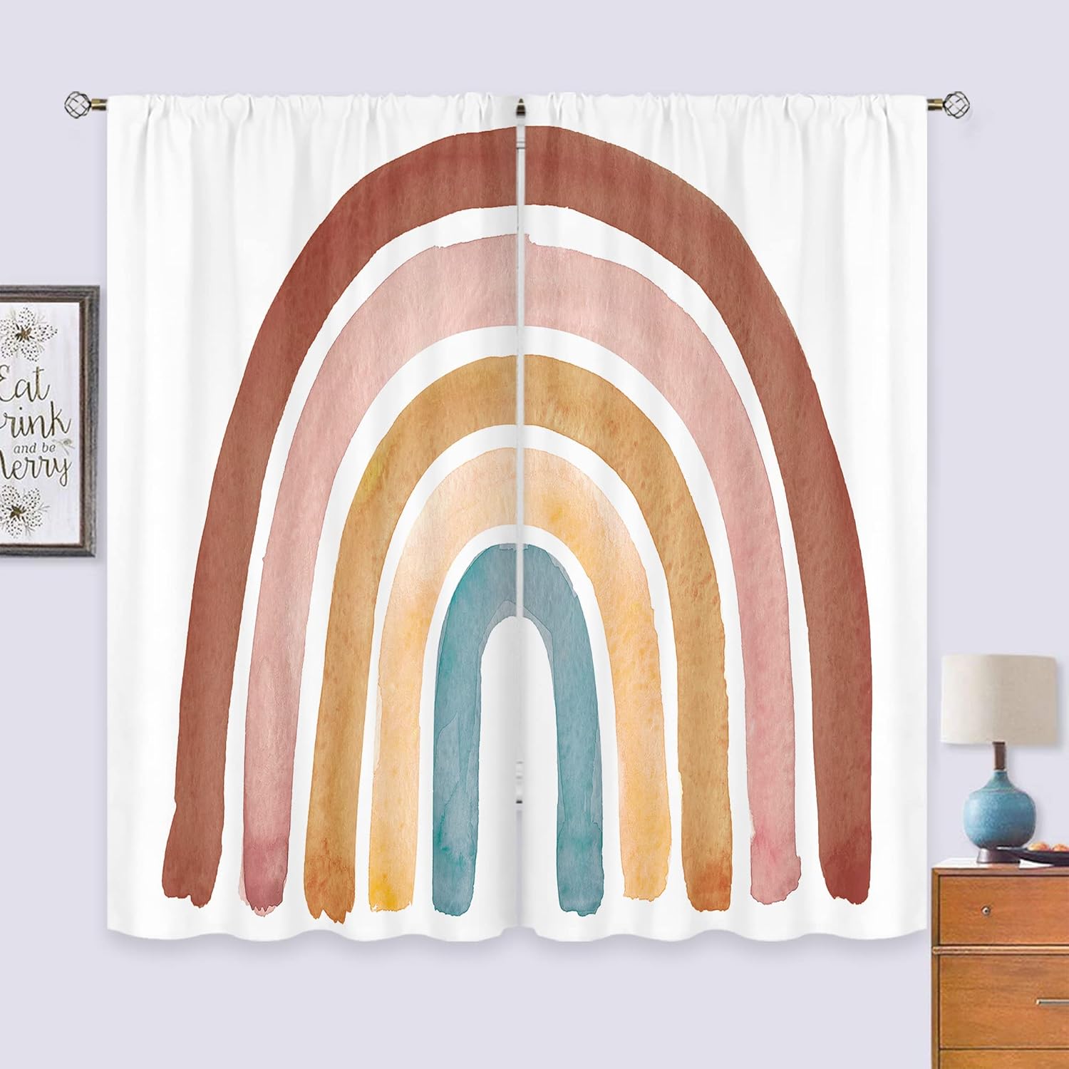 أطفال بوهو قوس قزح الستائر للط - مراجعة Baby Nursery Curtains وسعره