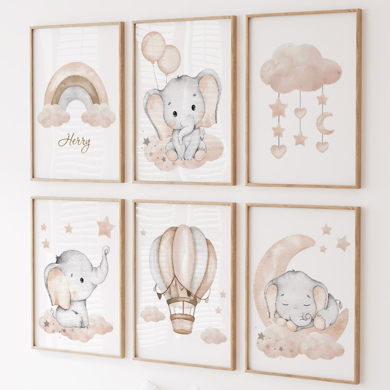 لطيف الفيل الساخن بالون القمر  - مراجعة Baby Nursery Wall Art وسعره