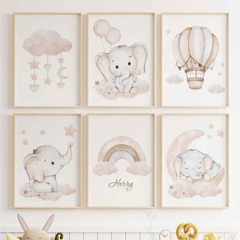 لطيف الفيل الساخن بالون القمر  - مراجعة Baby Nursery Wall Art وسعره