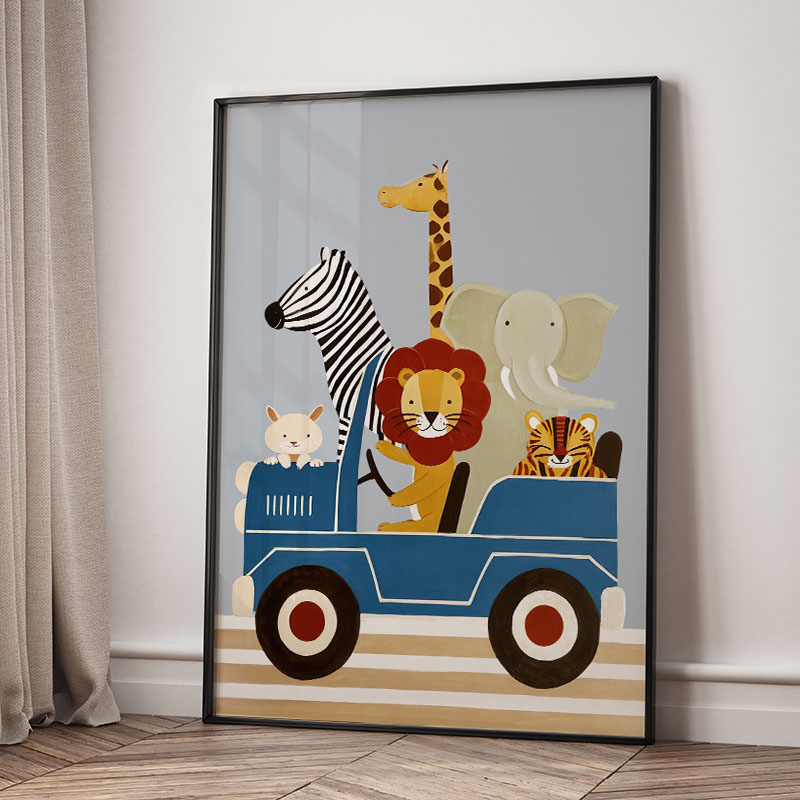 لوحات فنية كرتونية مضحكة لحيوا - مراجعة Baby Nursery Wall Art وسعره