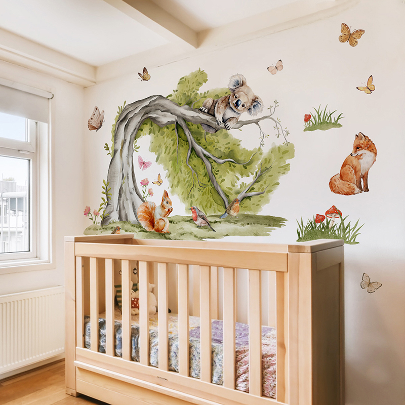 ملصق حائط على شكل حيوانات شجرة - مراجعة Baby Nursery Jungle Wallpaper وسعره