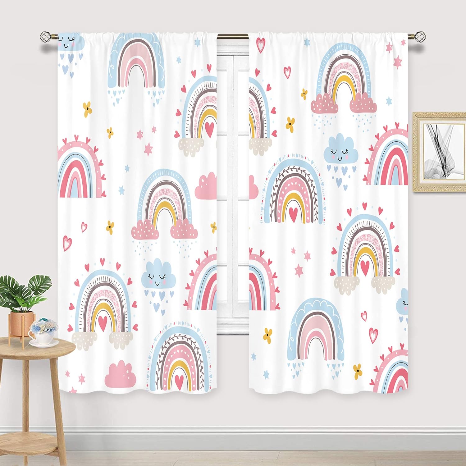 ستائر قوس قزح بوهو وردية للفتي - مراجعة Baby Nursery Curtains وسعره