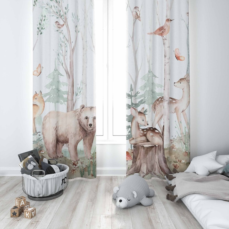 ستائر حيوانات الغابة ستائر حضا - مراجعة Baby Nursery Curtains وسعره