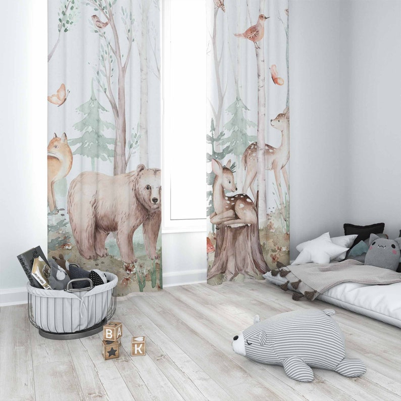 ستائر حيوانات الغابة ستائر حضا - مراجعة Baby Nursery Curtains وسعره