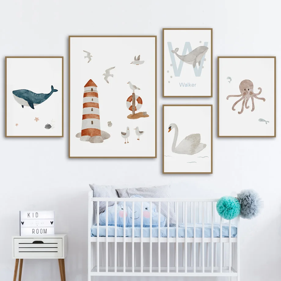 اسم مخصص الحوت الأخطبوط السلاح - مراجعة Baby Nursery Ocean وسعره